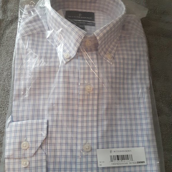 Buttoned Down Men's Gingham Plaid Dress Shirt Long Sleeve Amazon's Brand - Picture 9 of 12